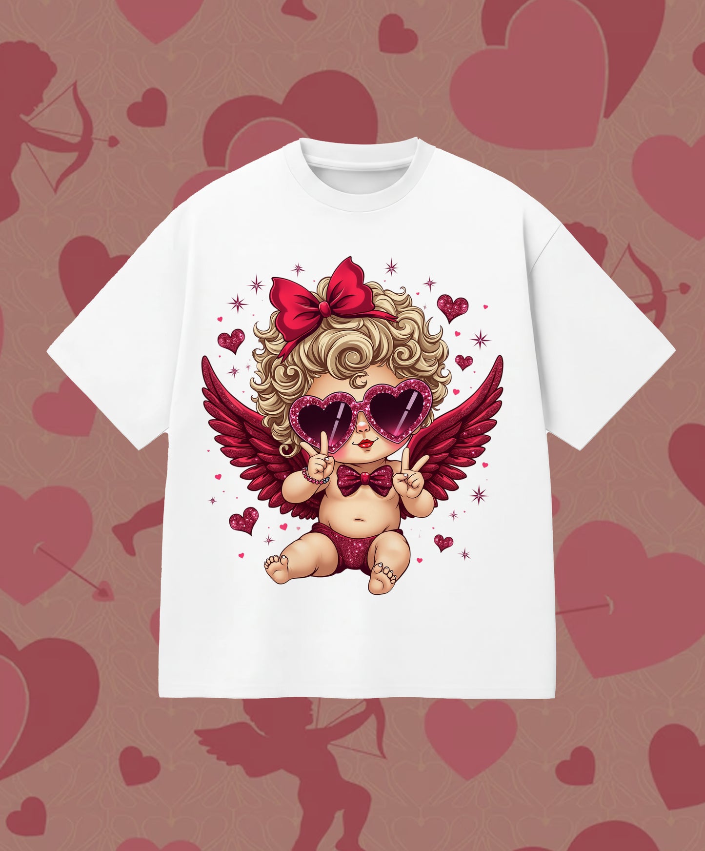 ✨ Camiseta Cupido Peace & Love - San Valentín
