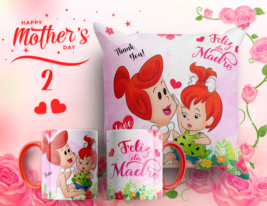 Set Día de la Madre – Cojín + Taza "Feliz Día Madre" 💕