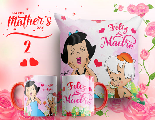 Set Día de la Madre – Cojín + Taza "Feliz Día Madre" 💕
