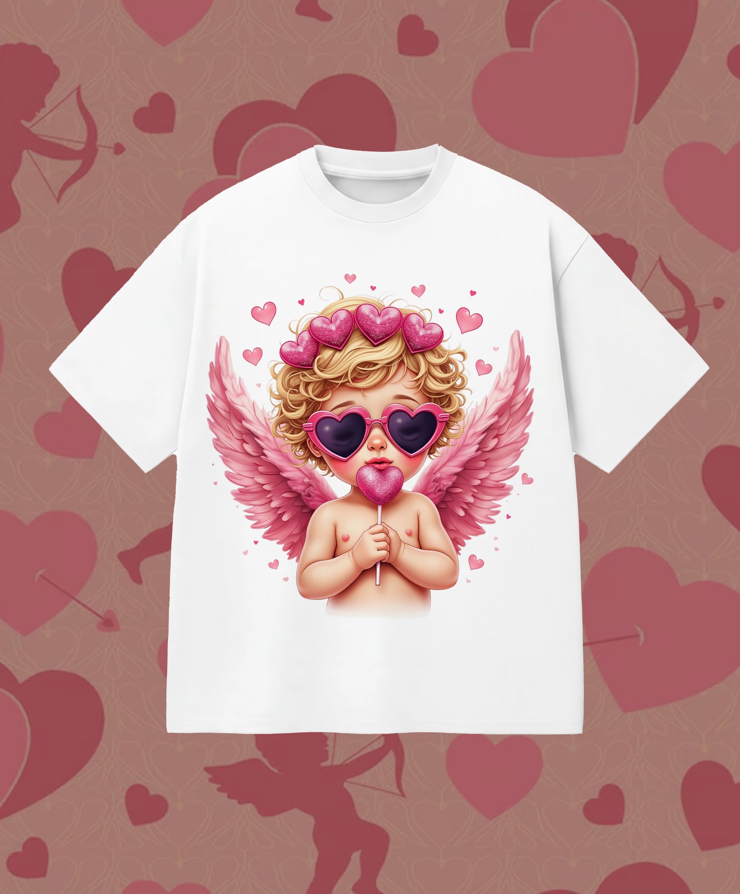 ✨ Camiseta Cupido Peace & Love - San Valentín